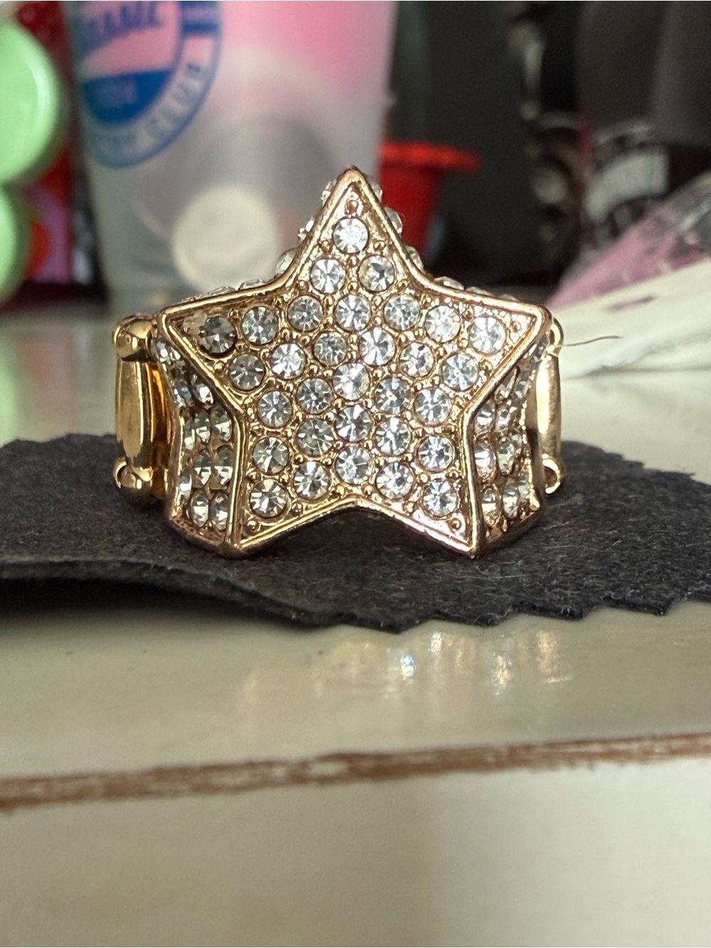 Gold Star Crystal Stretch Ring - Women Jewelry